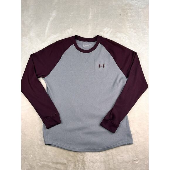Under Armour T Shirt Large Adult Gray Thermal Waffle Knit Raglan Loose Mens L - Picture 1 of 5